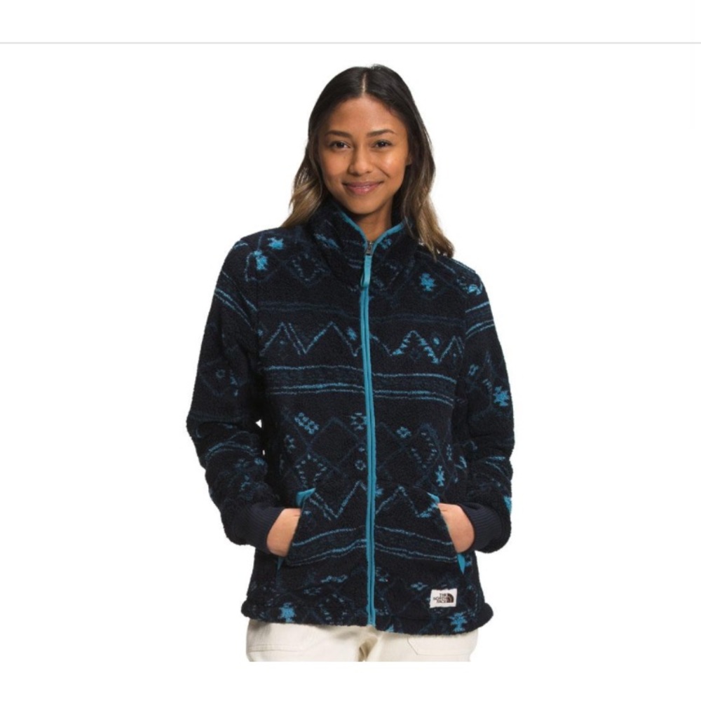 THE NORTH FACE PRINTED CAMPSHIRE FULL-ZIP JACKET WOMEN'S size medium blue